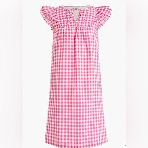 J crew factory flutter sleeve pink gingham dress size 2
